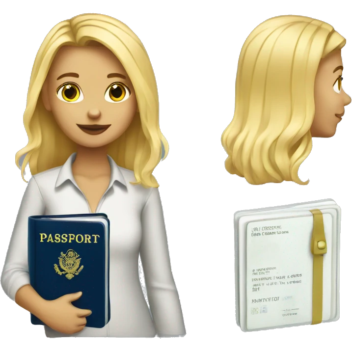 Blond girl with passport  emoji