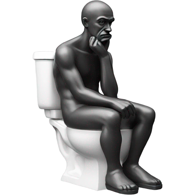 the thinker sculpture sitting on a toilet emoji