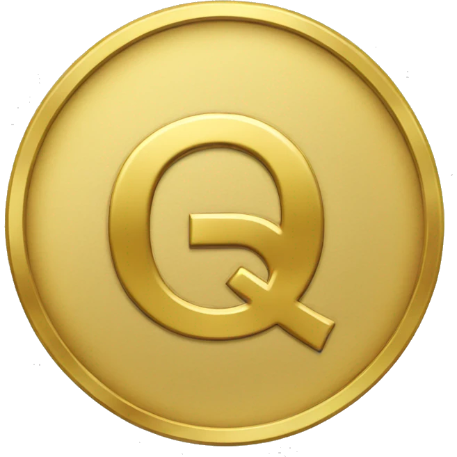 gold coin depicting the letter Q emoji