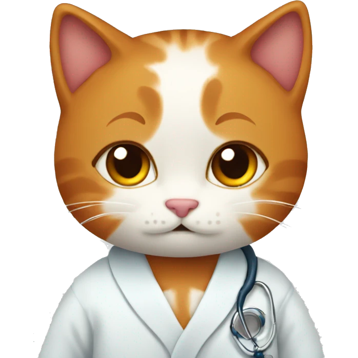Redhead cat in a doctor’s robe emoji
