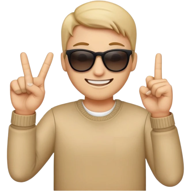 A emoji with deal with it shades and smiling while putting up the middle finger emoji