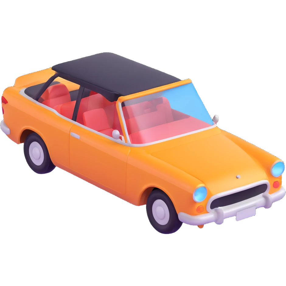 Make the transparent film stand out, floating and partially off the car, to show the application process, elegant 3D style emoji