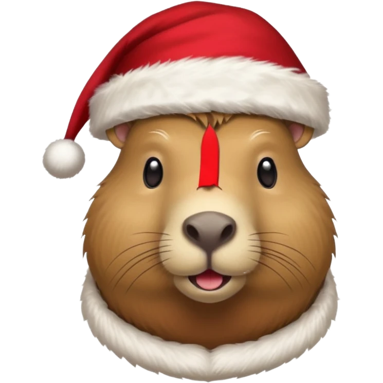 capypara wearing red hat of santa claus emoji