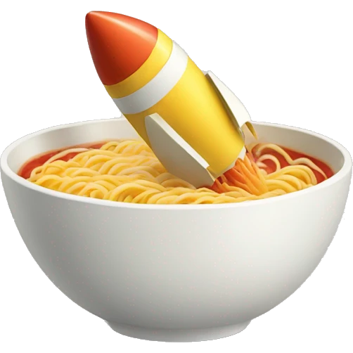 toy rocket in ramen bowl emoji