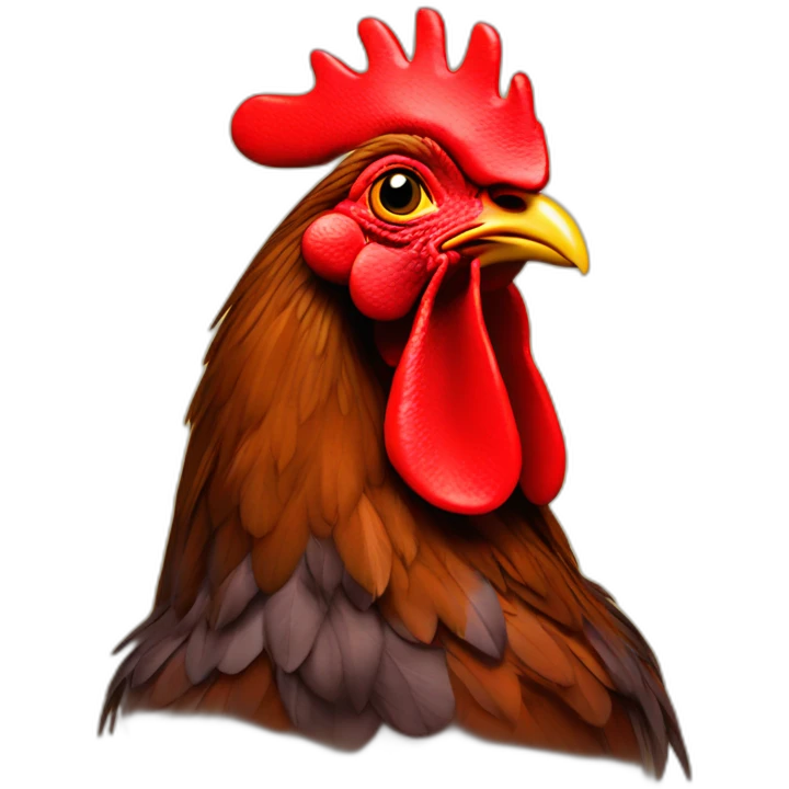 coq rouge sur fond jaune emoji