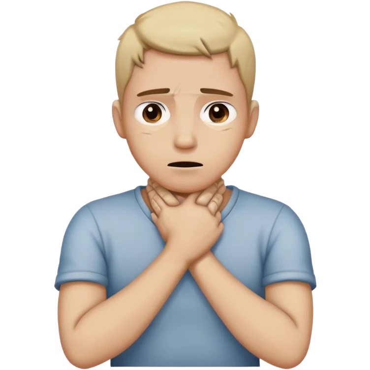 person crossing their hands and holding there neck with a distressed face emoji
