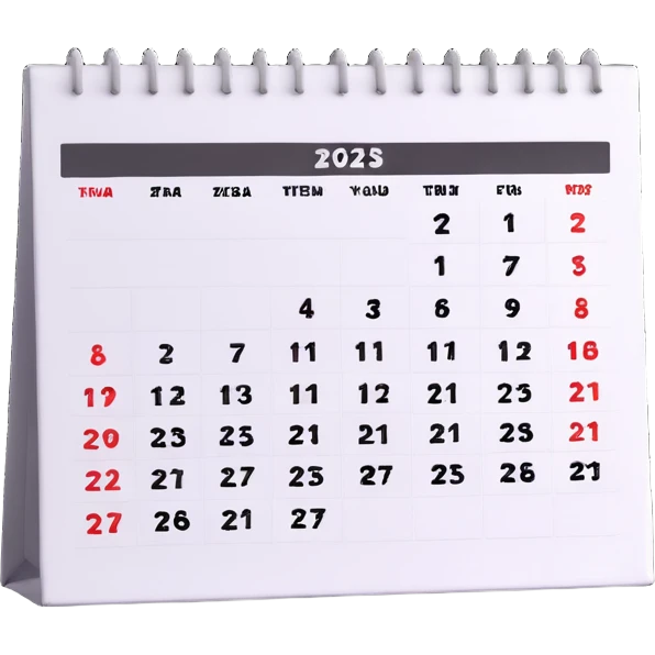 white calendar showing year 2025 emoji