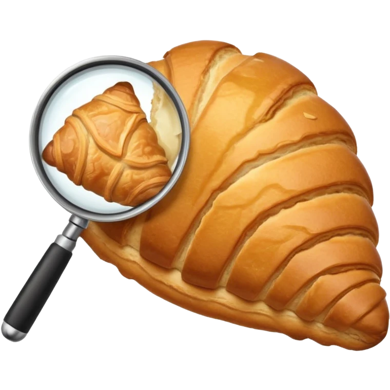magnifying glass inspecting an almond croissant emoji