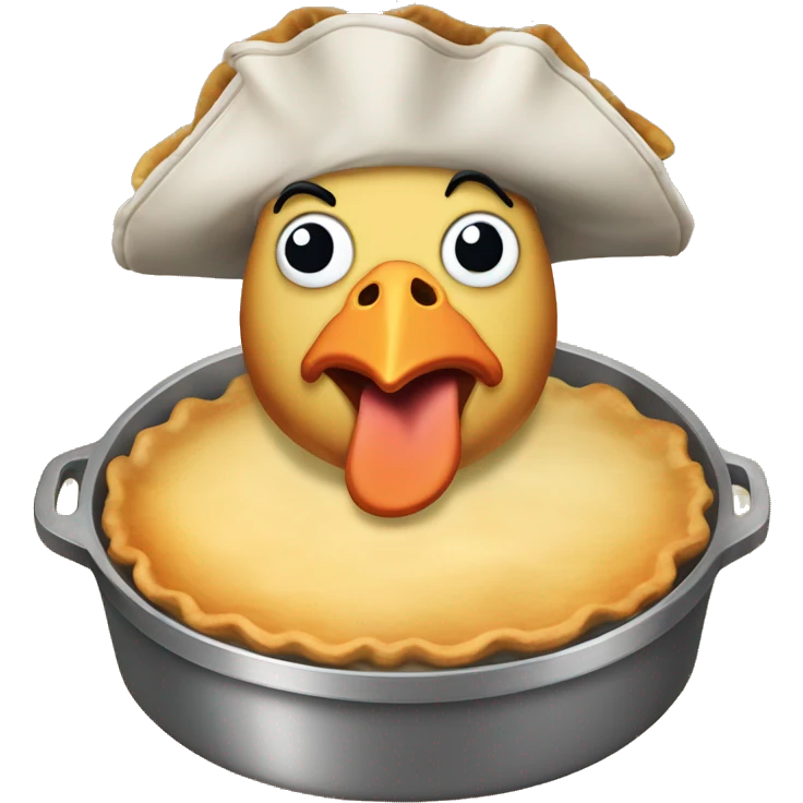 Anthropomorphic chicken pot pie that is a pirate  emoji