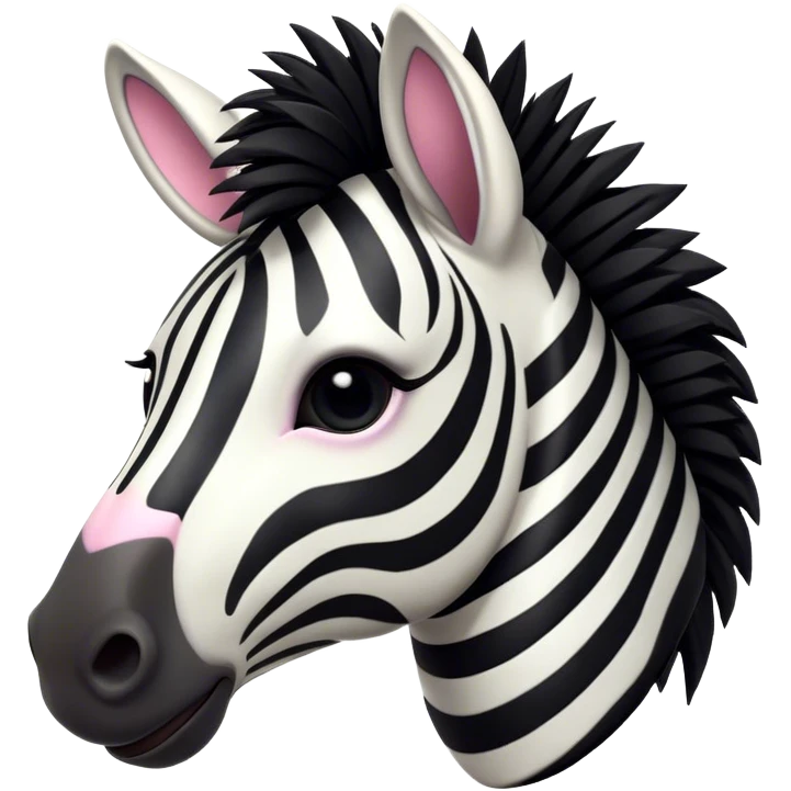 Cinematic Comical Zebra Portrait Emoji, Head tilted dramatically with an exaggeratedly amused expression, featuring a striking, glossy striped fur with bold contrasts, a refined, equine head with a long snout and alert ears, and wide, expressive eyes filled with playful disbelief, Simplified yet hilariously expressive features, highly detailed, glowing with a slightly sassy glow, high shine, dramatic yet playful, stylized with an air of cheeky savannah mischief, bright and endearing, soft glowing outline, capturing the essence of a spirited and over-the-top zebra that feels like it could prance its way into internet fame instantly! emoji
