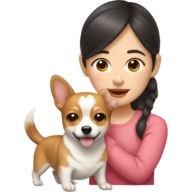 Korean girl with corgi-chihuahua mix  emoji