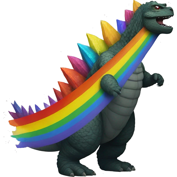 Godzilla with a rainbow emoji