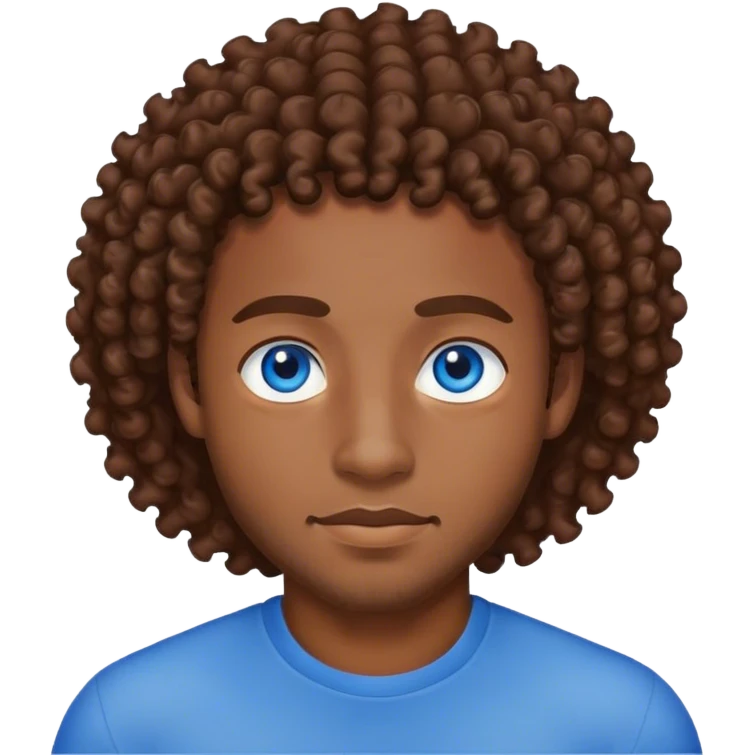 black man with brown curly hair and blue eyes  emoji