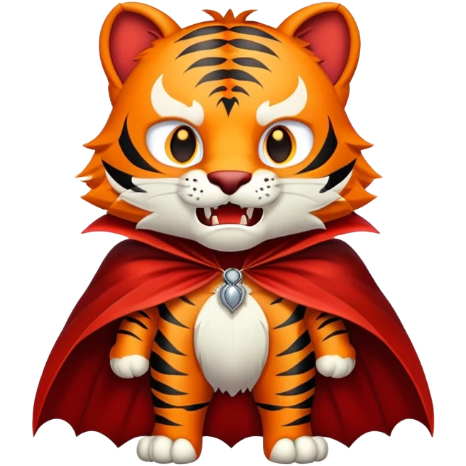 Vampire tiger count dracula with cape and fangs emoji