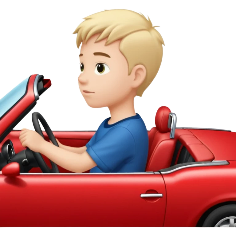 boy driving red car profile emoji