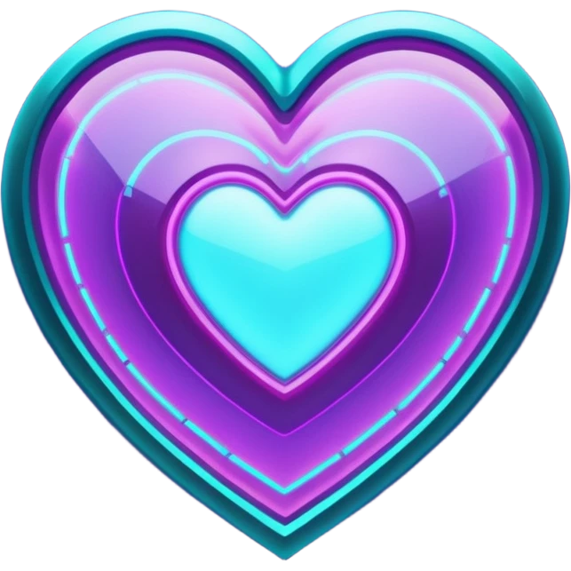 Purple and Cyan glowing holographic cyberpunk hesrt   emoji