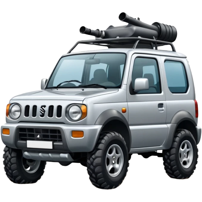 make a silver 1999 suzuki jimny emoji with big mud tyrpes and a snorkel emoji