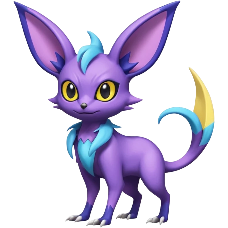 Shiny Cute Noibat-Noivern-Espeon-Silvally-Fakémon-hybrid-creature (full body)  emoji