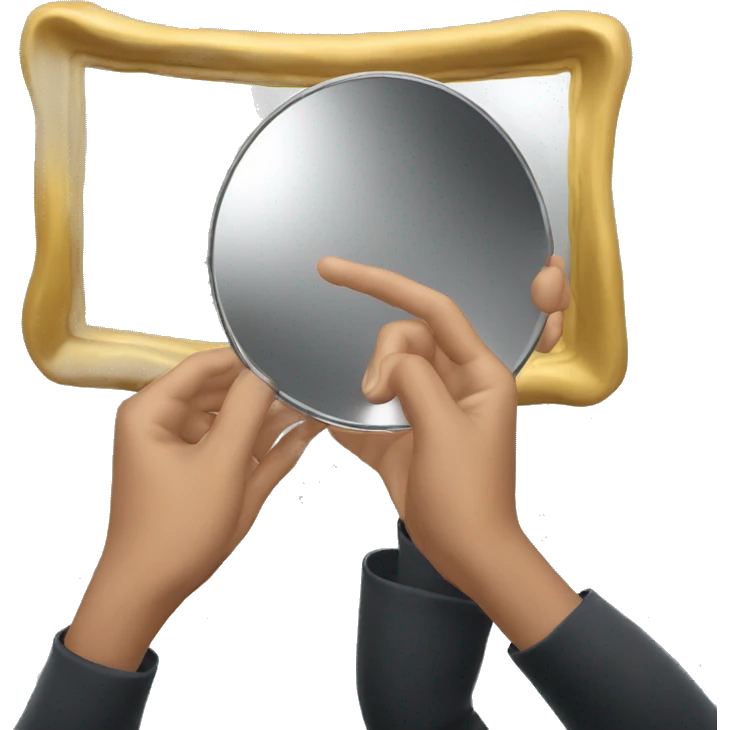 Holds a realistic mirror in his hand emoji
