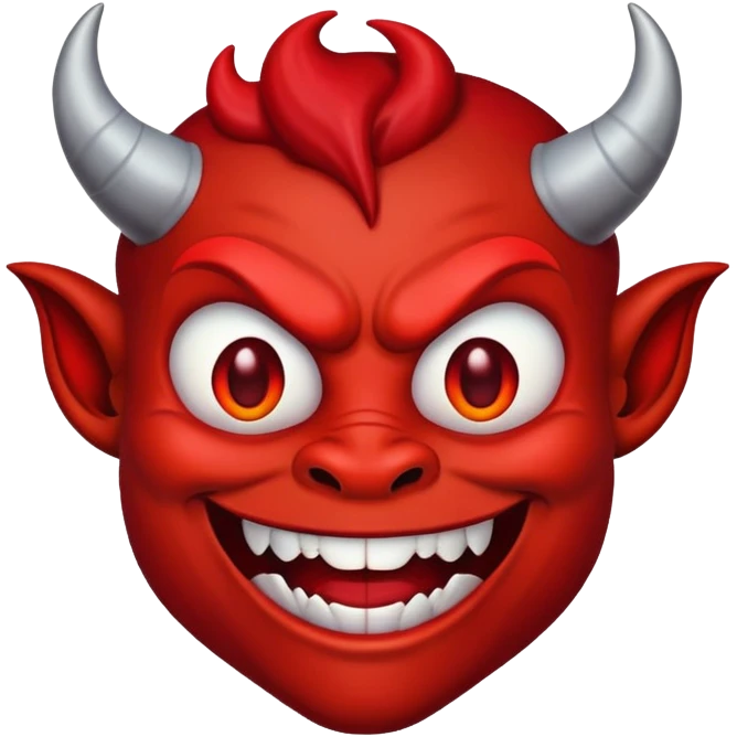 Scary red devil with horns and evil grin emoji