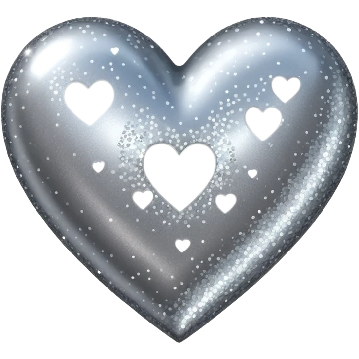 glitter heart with metallic silver sparkles emoji