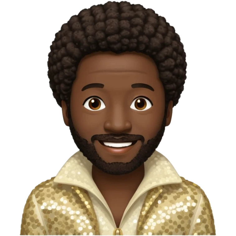 Eddie Levert from The O'Jays with dark brown afro hair, cream sequin outfit emoji