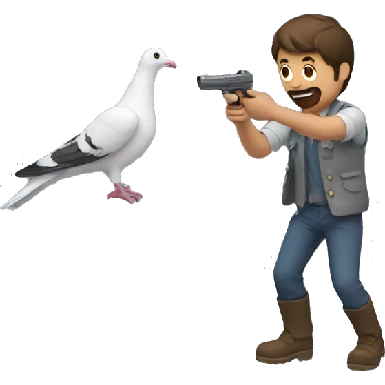 Man shooing a pigeon emoji