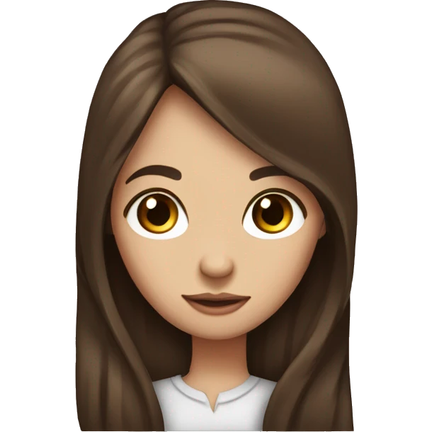 Girl with very long brown hair and big brown eyes emoji
