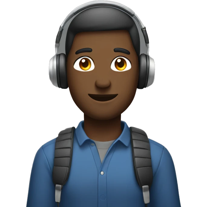 man with laptop headphones phone only upper part of body  emoji