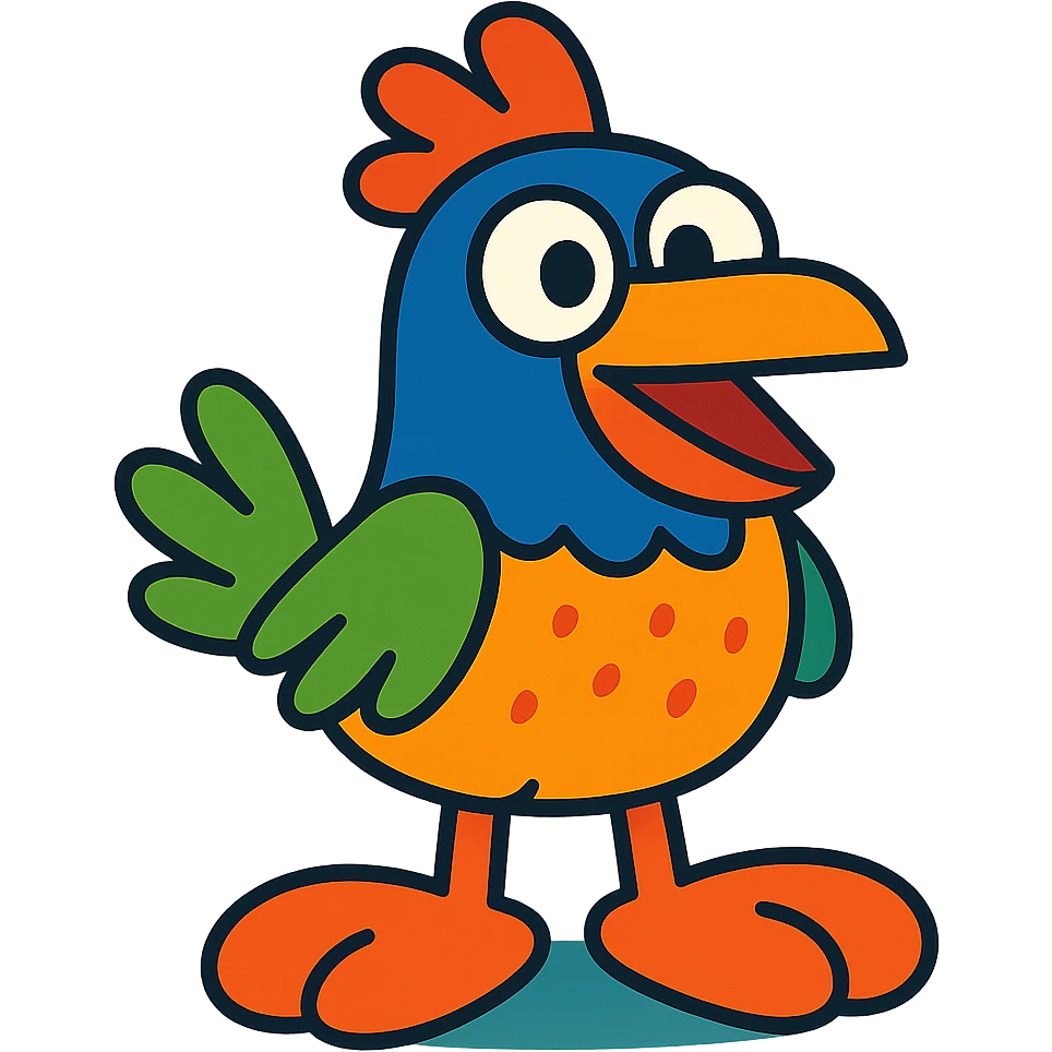 funny animal with oversized feet, vibrant colors emoji