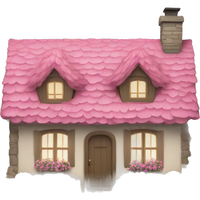 cottage with pink flowers emoji