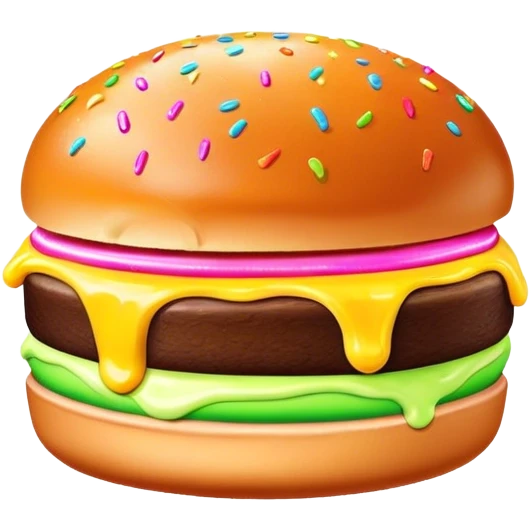 Melted neon  ice cream burger slice emoji
