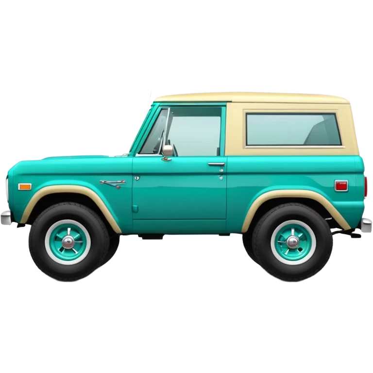 turquoise green classic ford bronco with slot alminum wheels emoji