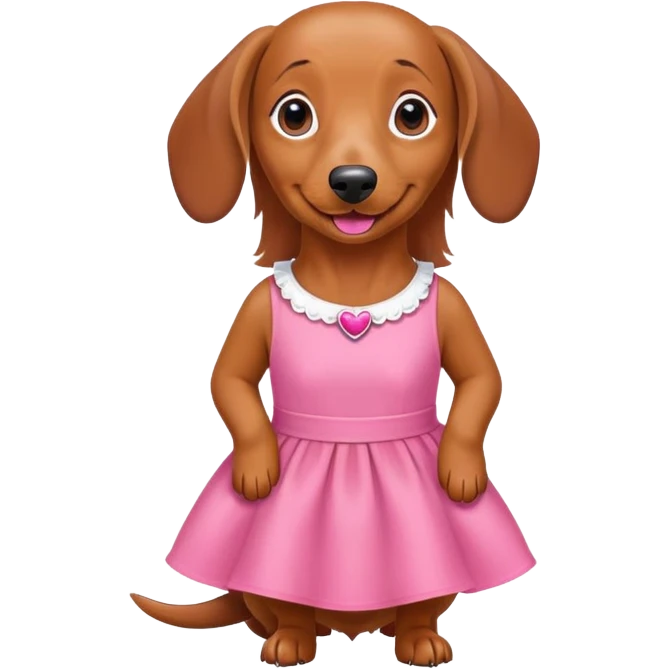 tan dachshund wearing a pink dress emoji