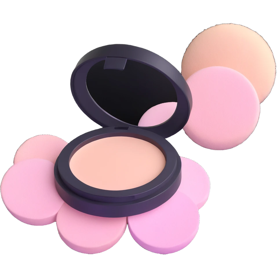 fluffy powder puff with loose makeup powder emoji