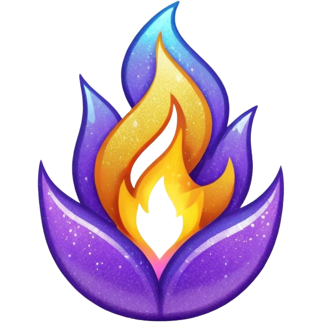 glitter purple and cian flame emoji