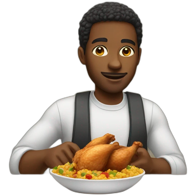 black man eating chicken emoji