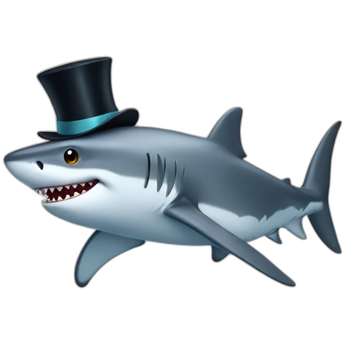 Shark with a top hat emoji