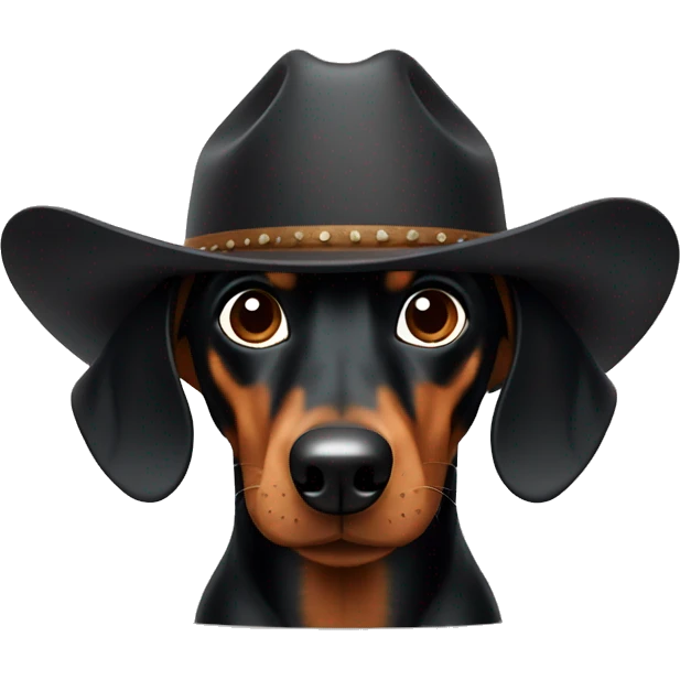 black dachshund with cowboy hat emoji