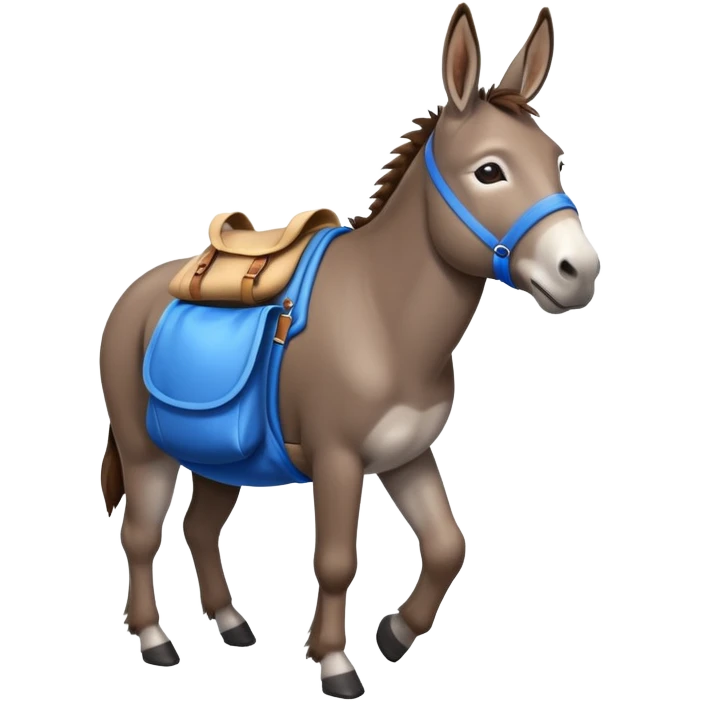 a donkey with a blue sack on his back emoji