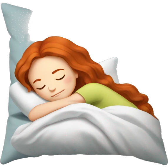 redhead girl sleeping with comfy pillow emoji
