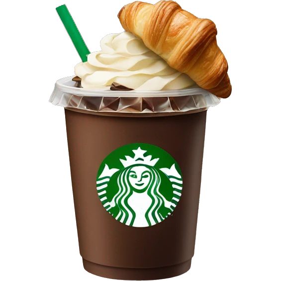 Starbucks drink with a chocolate croissant emoji