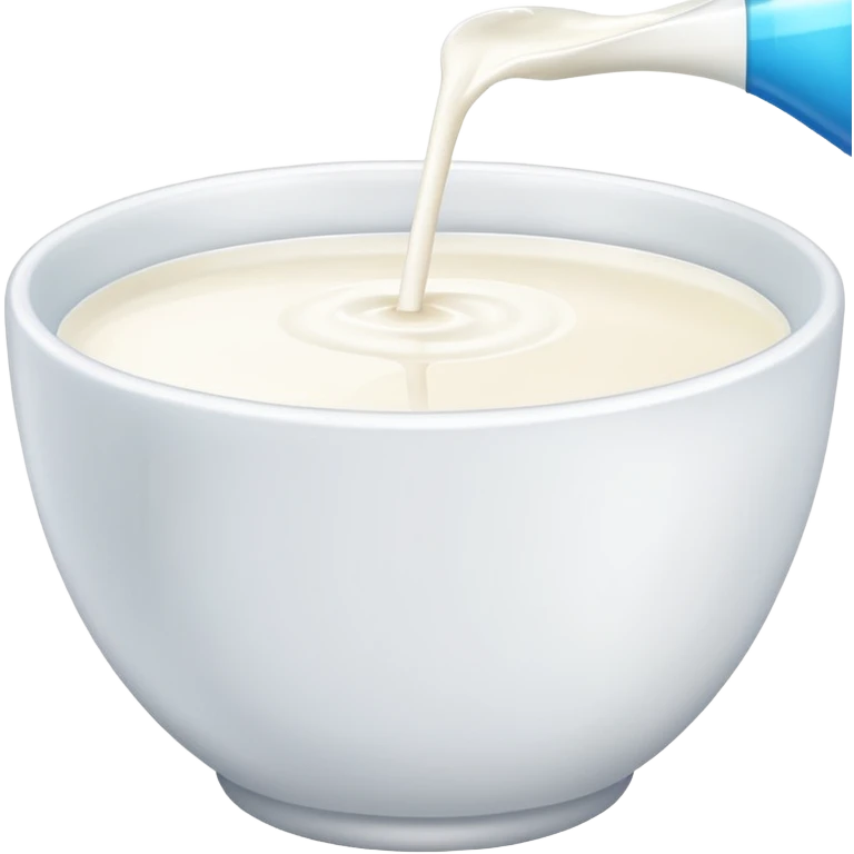 white bowl of milk, vibrant, simple, clear emoji