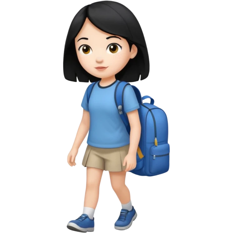 girl with black hair in short sleeves going to school emoji