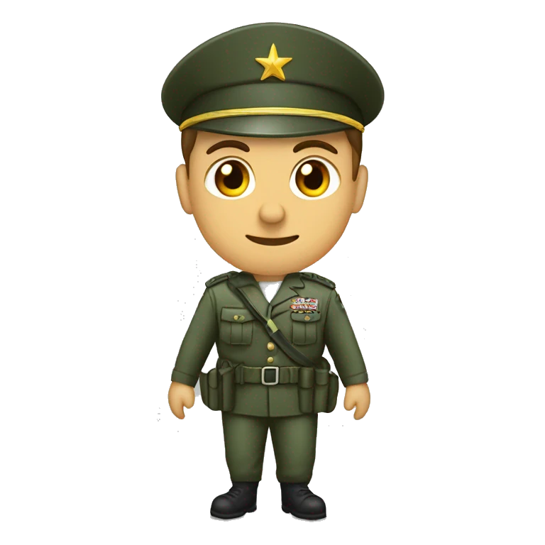 Militar careca com cara de bravo emoji