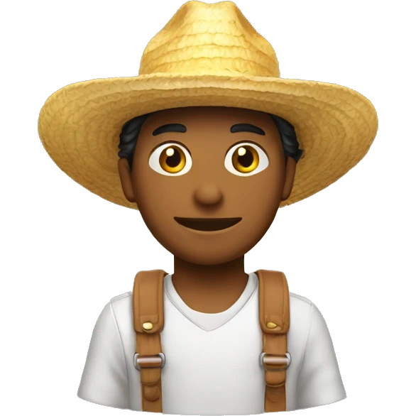joven flaco con sombrero de paja  emoji