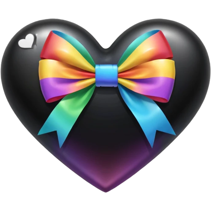 transparent black heart with a rainbow bow and heart pattern on the bow emoji