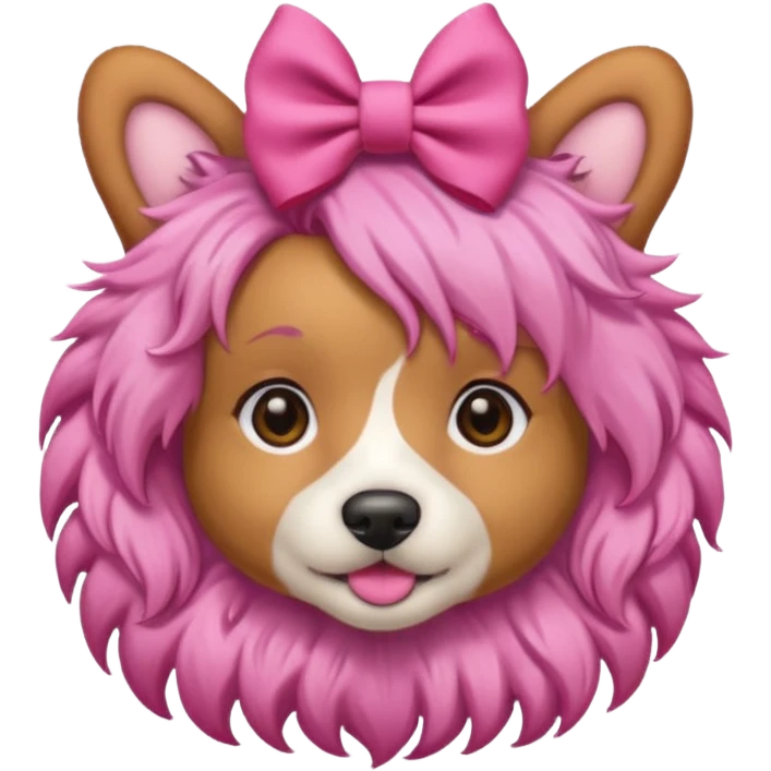 dog with pink hair and bow on head emoji