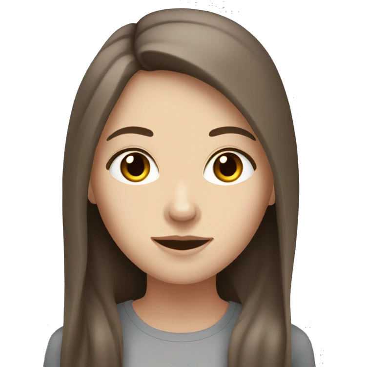 White girl with grey eyes and long brown hair emoji