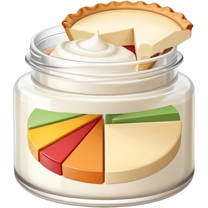 face cream jar with a pie chart on the lid indicating usage emoji